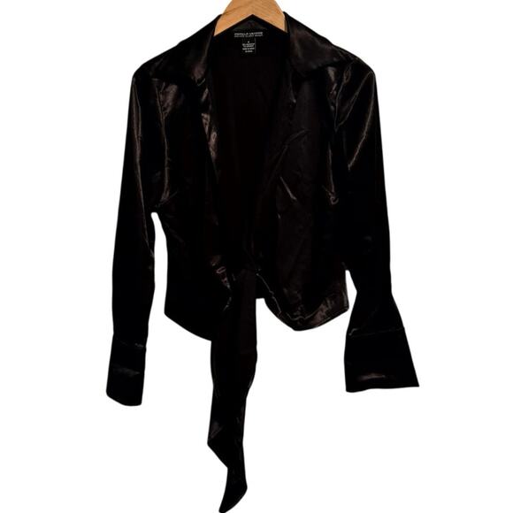 Pamela Dennis Private Client Group Women Brown Tie Front Long Sleeve Jacket Sz 4 - Picture 1 of 5